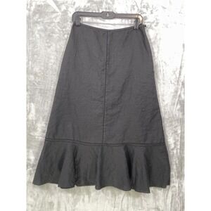 Sundance Size 4 100% Linen A-Line Midi Skirt Lined  Black Prairie Cottage